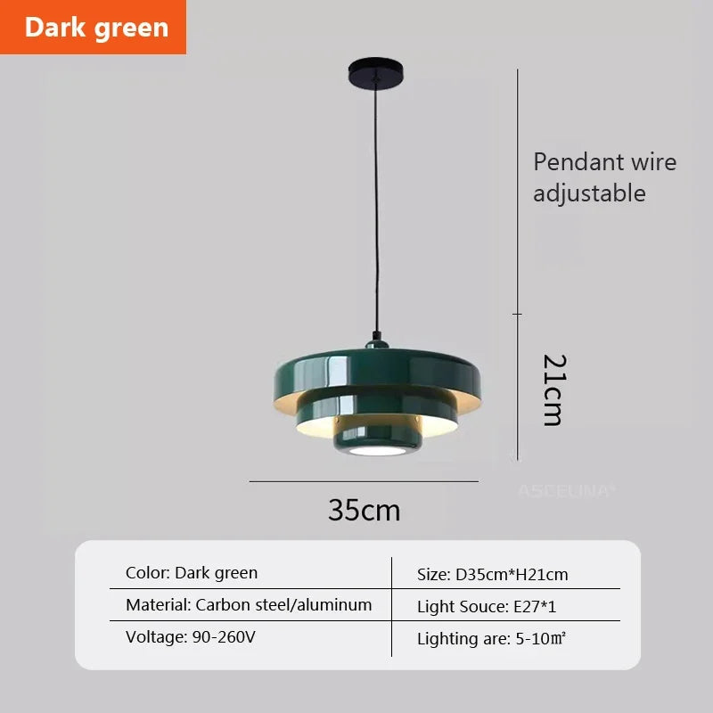 Led macaron pendant light in carbon steel and aluminium
