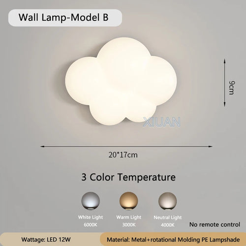 Modern white cloud wall light for interior - vue 12 sur 12