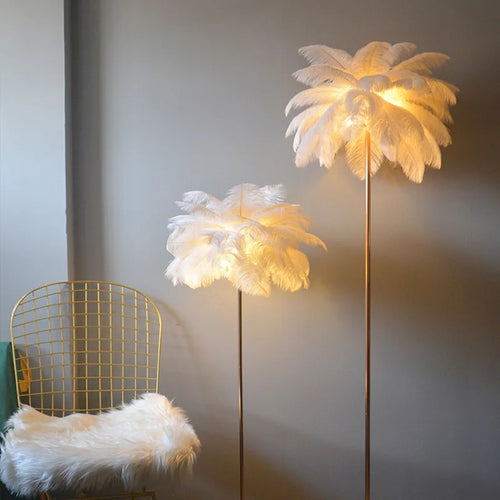 Romantic art deco feather floor lamp with 3 colour settings