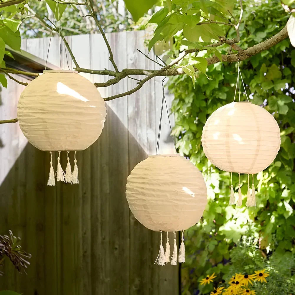 25cm solar LED lantern waterproof outdoor hanging lamp – white light garden decoration
