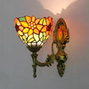 Turkish flower wall light with decorative baroque glass lampshade