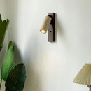 stone and wood wall light with switch for reading