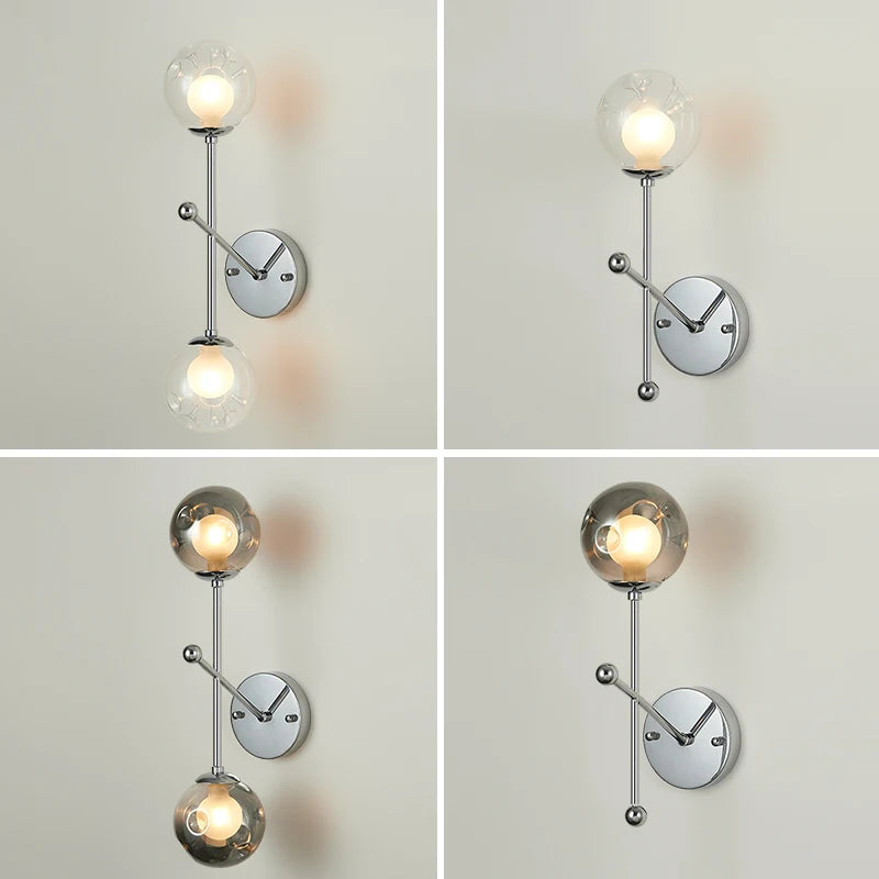 Up and down wall light with chrome metal and honeycomb glass - vue 6 sur 10