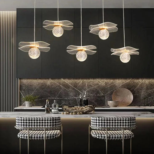Customisable modern lotus leaf crystal pendant light - vue 3 sur 13