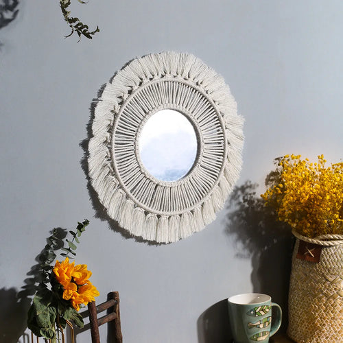 miroir mural en macramé style bohème pour décoration intérieure - vue 14 sur 13
