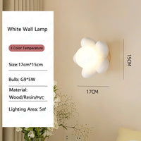 Children's flower wall light white pink resin bedside bedroom decor