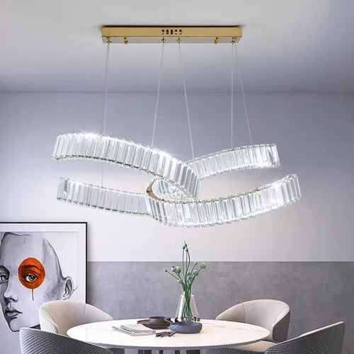 Postmodern crystal stainless steel chandelier - vue 5 sur 12