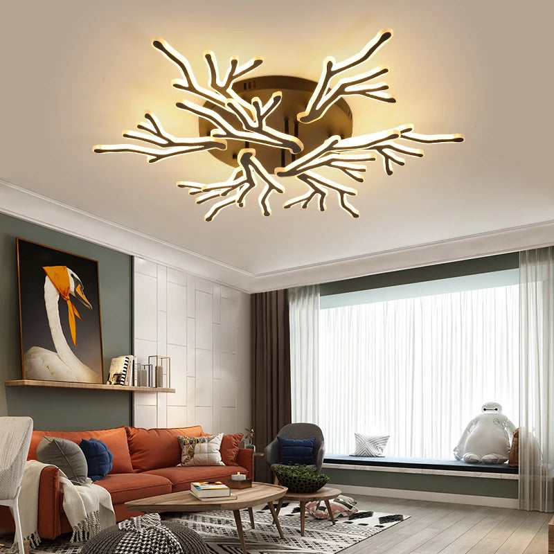 Modern creative branch-shaped iron chandelier for interior decor