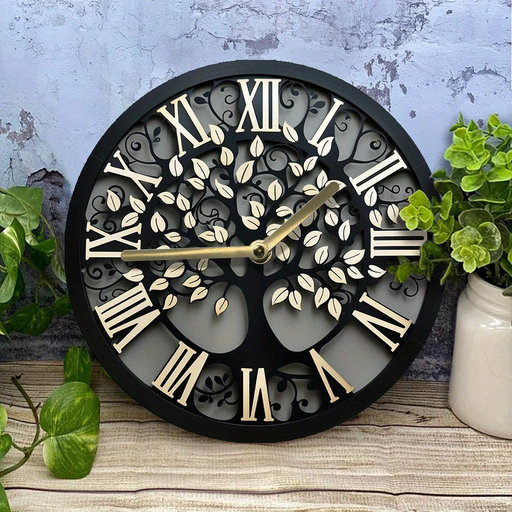 Elegant 8X8" Tree of Life Aluminum Wall Clock - Silent, Diy Decor for Bedroom &amp; Valentine'S Day Clocks Wall Home Decor