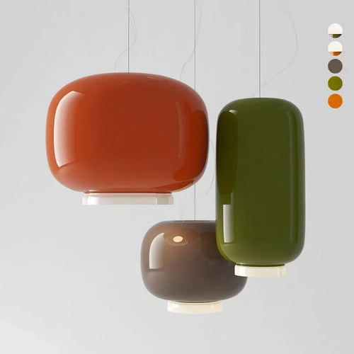 Modern glass pendant light with bright, colourful design - vue 6 sur 9