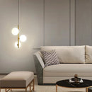 Modern glass and black brass pendant light with luminous design