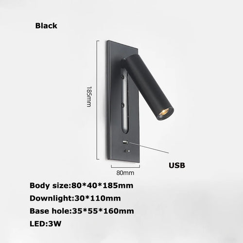Rotating led wall light with switch for reading - vue 23 sur 23