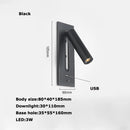 Rotating brass LED wall light with USB switch