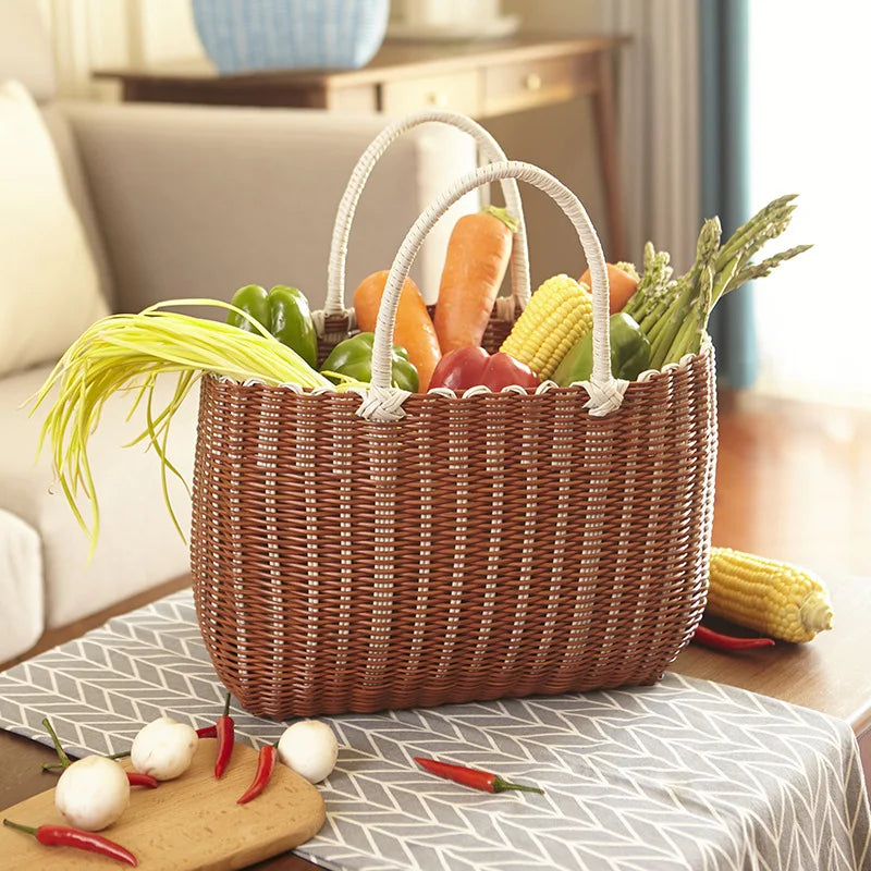 woven imitation rattan basket for outdoor picnics