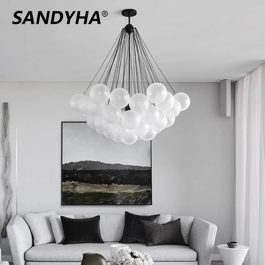 Modern frosted glass chandelier for interior decor