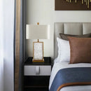 Modern glass table lamp with decorative gold frame