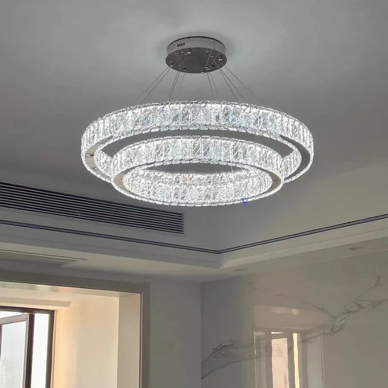 Modern crystal chandelier for elegant lighting - vue 5 sur 12