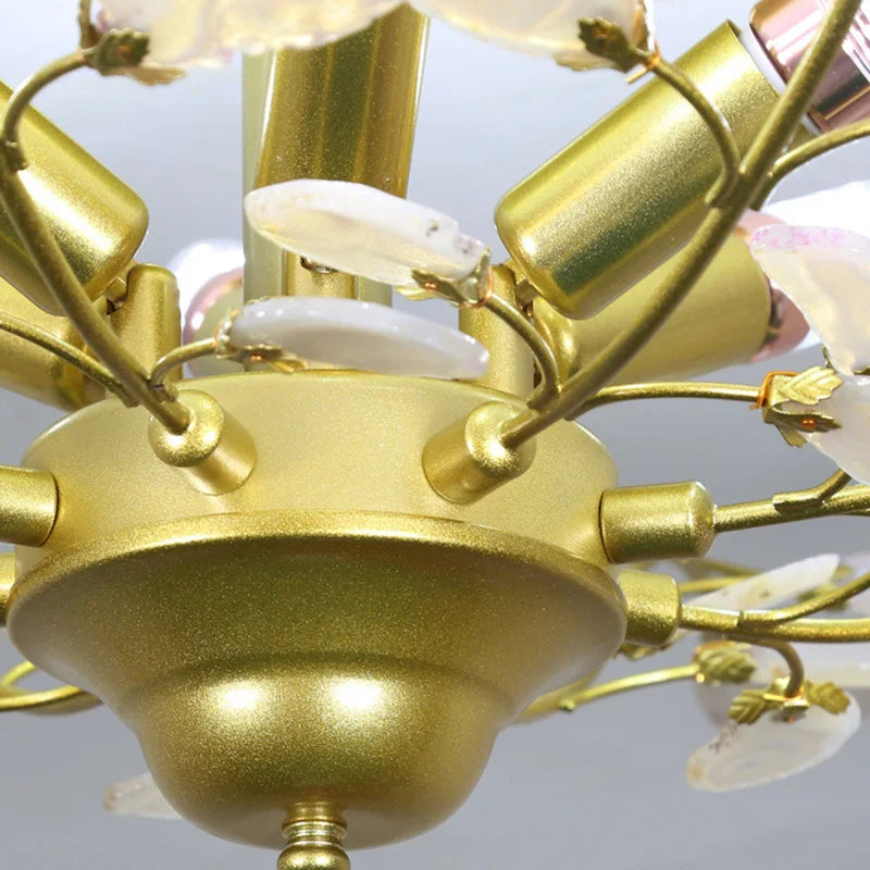 Natural agate LED chandelier ideal for romantic décor - vue 3 sur 15