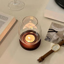 Glass candle holders with lid and wooden base for home decor