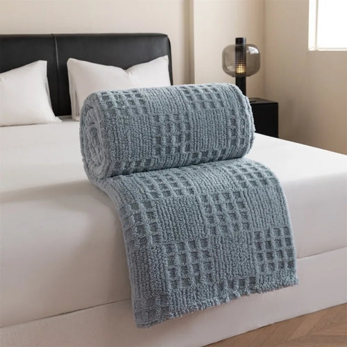 Soft jacquard waffle throw minimalist style for sofa