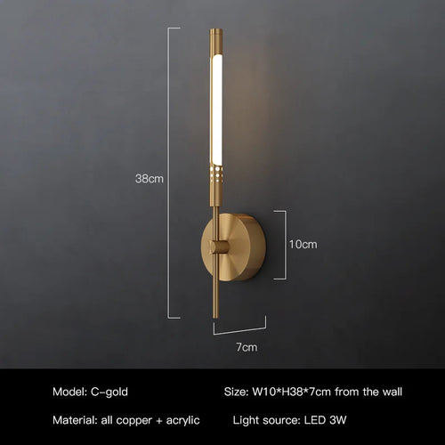 Modern copper design LED wall light for decorative interiors - vue 9 sur 12