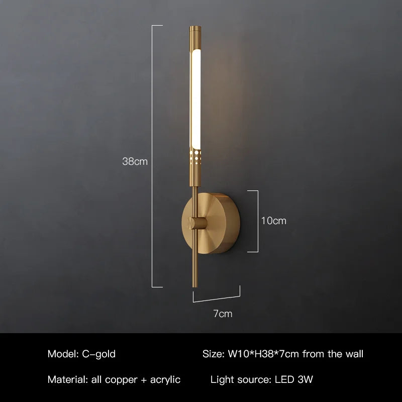 Modern copper design LED wall light for decorative interiors - vue 8 sur 12