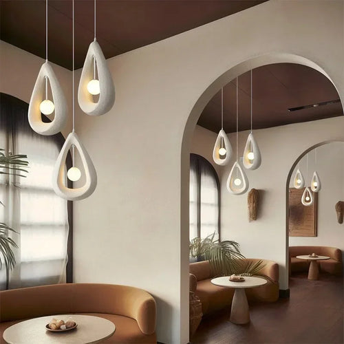 Minimalist nordic wabi sabi LED pendant light for interior decor - vue 7 sur 30