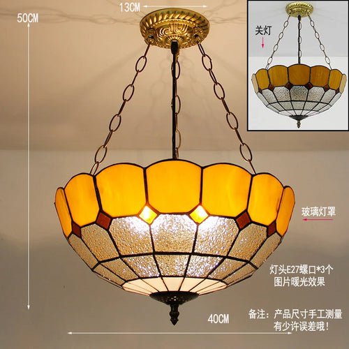 Tiffany style stained glass pendant light for interior decor - vue 14 sur 26