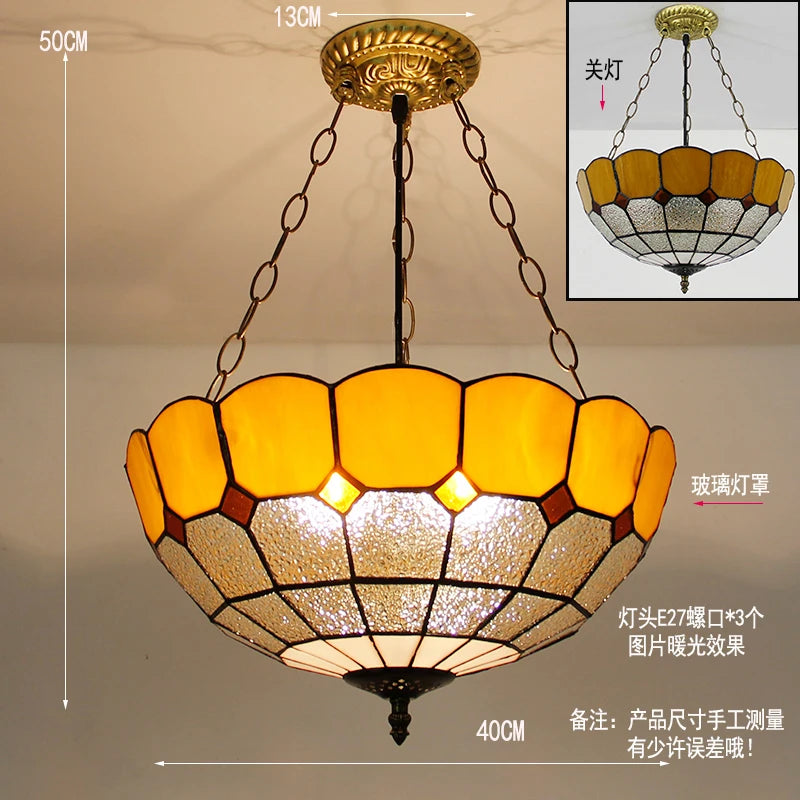 Tiffany style stained glass pendant light for interior decor - vue 13 sur 26