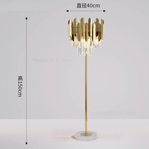Post-modern nordic luxury gold crystal LED floor lamp - vue 14 sur 17