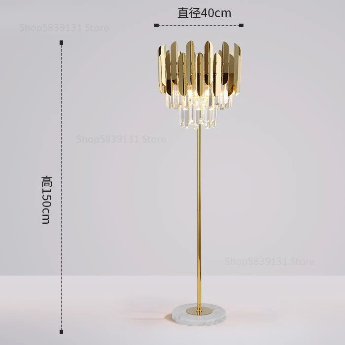 Post-modern nordic luxury gold crystal LED floor lamp - vue 13 sur 17