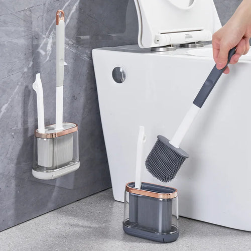 Toilet brush set with wall-mounted holder for bathroom - vue 2 sur 8