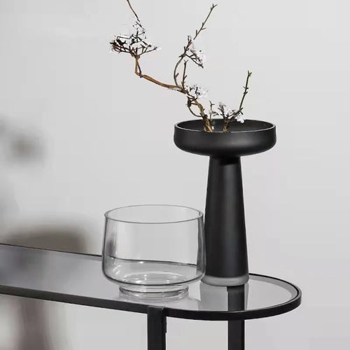 frosted glass vase for interior decoration dried flowers and hydroponics - vue 4 sur 12