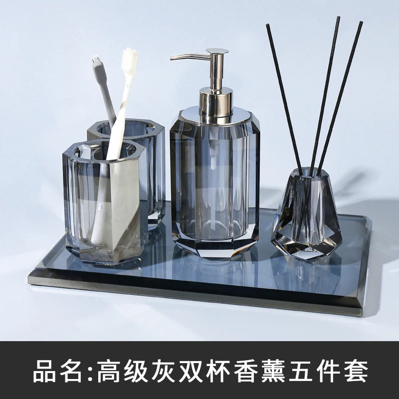 crystal and glass toiletries set