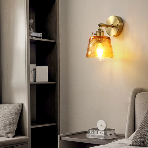 Nordic copper wall light with glass LED shade - vue 2 sur 11
