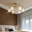 Elegant retro glass chandelier with multiple copper heads