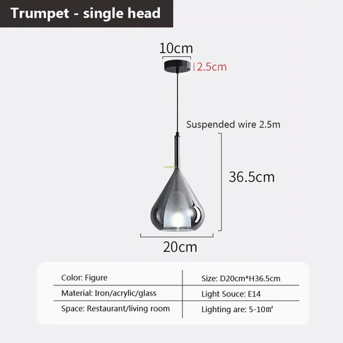 Multi-head glass pendant light for modern interiors - vue 19 sur 23