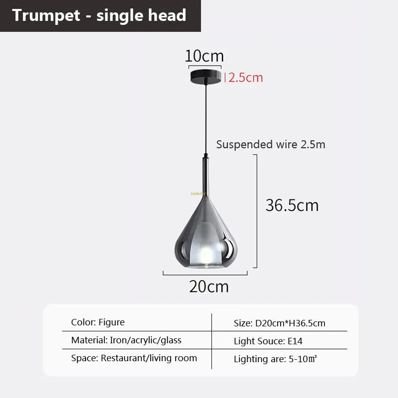 Multi-head glass pendant light for modern interiors - vue 18 sur 23