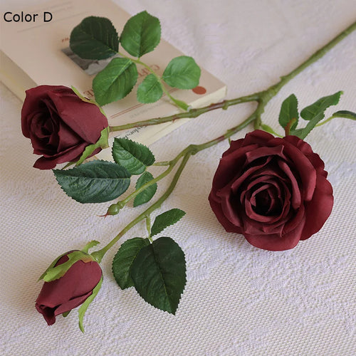 3 artificial rose heads for wedding and bedroom decor