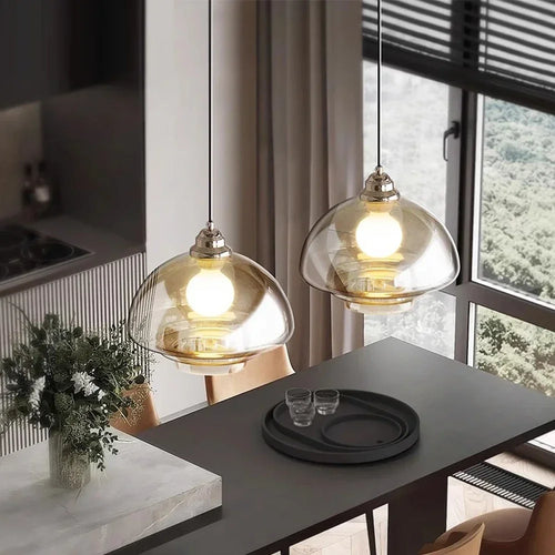 Retro glass pendant light for modern decor - vue 4 sur 9