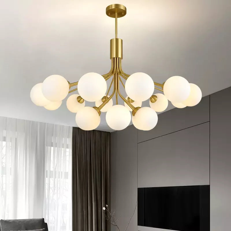Nordic glass ball LED chandelier gold luxury for bedroom, kitchen, dining room, cafe lighting