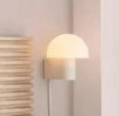 Design wall light with plug and glass mushroom shade