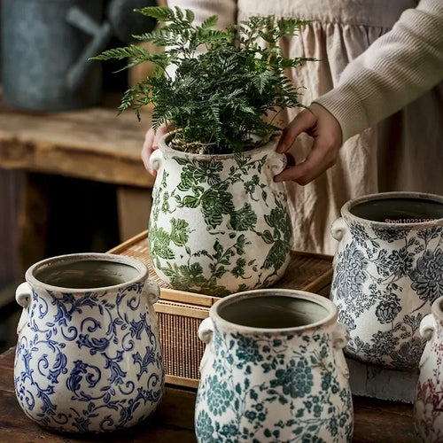 retro ceramic flower pots for plants and orchids - vue 4 sur 9