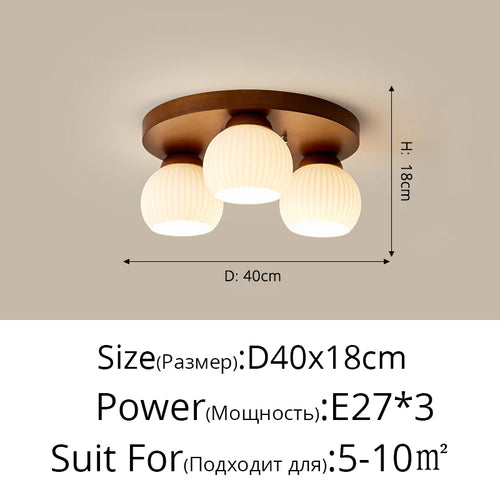 Nordic log pendant light Japanese tatami solid wood ceiling lamp - vue 11 sur 14