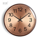 modern design wall clock in golden wood silent and creative