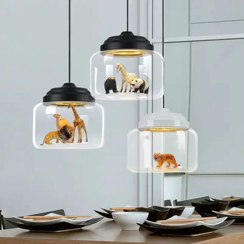 Cartoon animal glass pendant light for interior decoration - vue 4 sur 10