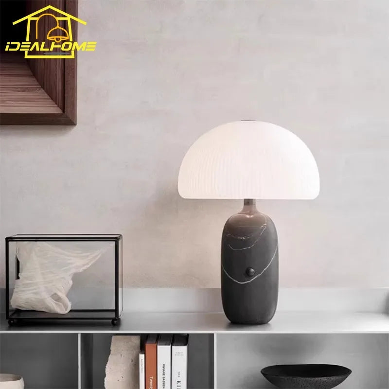 Minimalist marble desk lamp with LED lighting