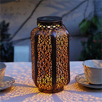 Retro solar lantern with cut-out pattern for outdoor and decoration