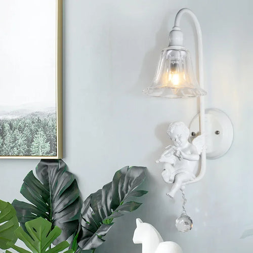 Modern minimalist resin angel wall light with crystal LED - vue 2 sur 6