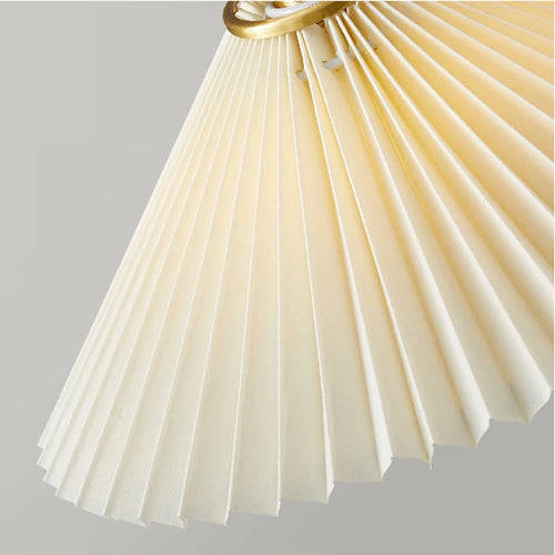 Japanese vintage chandelier with pleated walnut lampshade - vue 7 sur 12